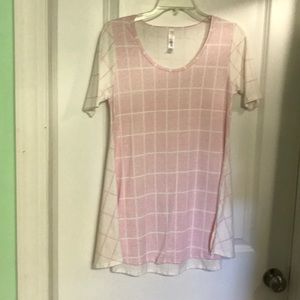 Lularoe Perfect T New WOT XXS pink white checker